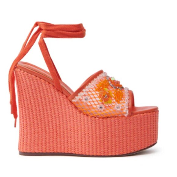 AKIRA AZALEA WANG VONDA ORANGE WEDGE SANDAL Size 8.58.5 - Picture 1 of 2